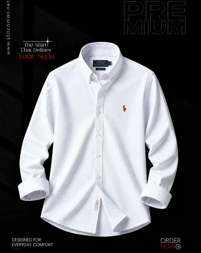 Solid white oxford cotton formal shirt for Men – SOL250721
