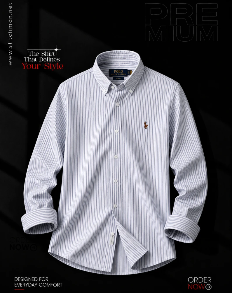 Premium ash pin stripe formal shirt for men -ST250724