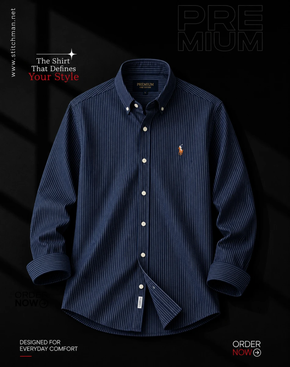 Navy pinstripe formal shirt for men – ST250713