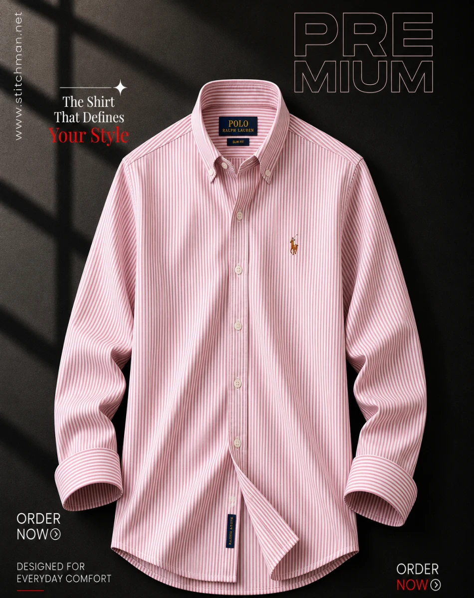Classic candy stripe cotton full sleeve shirt – pink & white – ST250710
