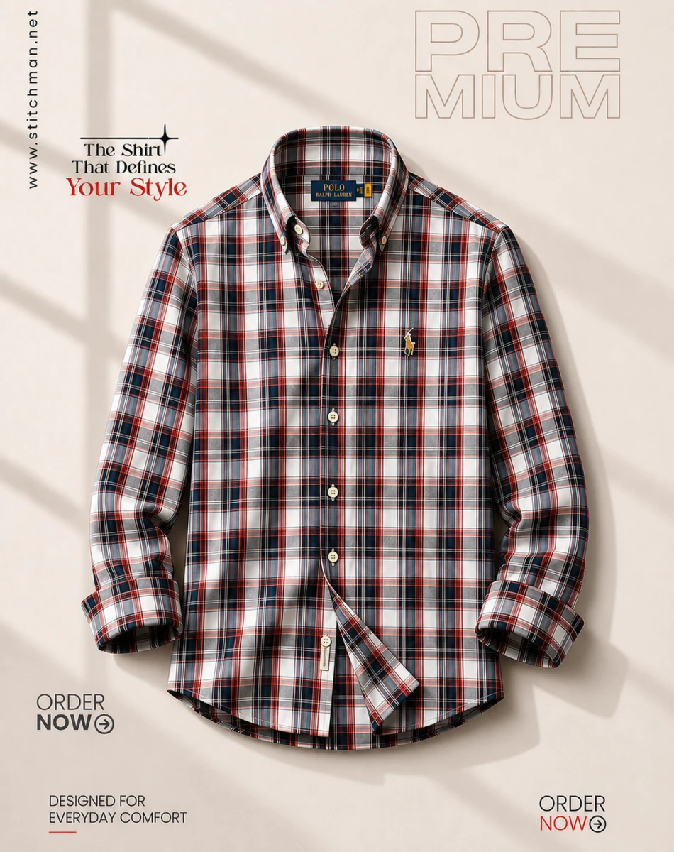 Cotton Check Full Sleeve Shirt – Red & Grey Plaid CHK260213