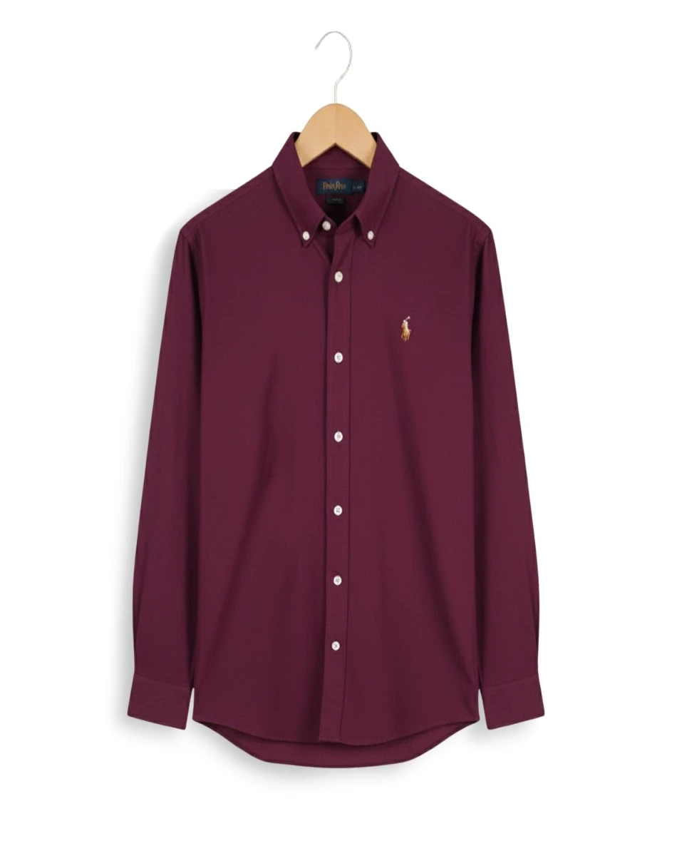 Solid purple oxford cotton formal shirt for men – SOL250702