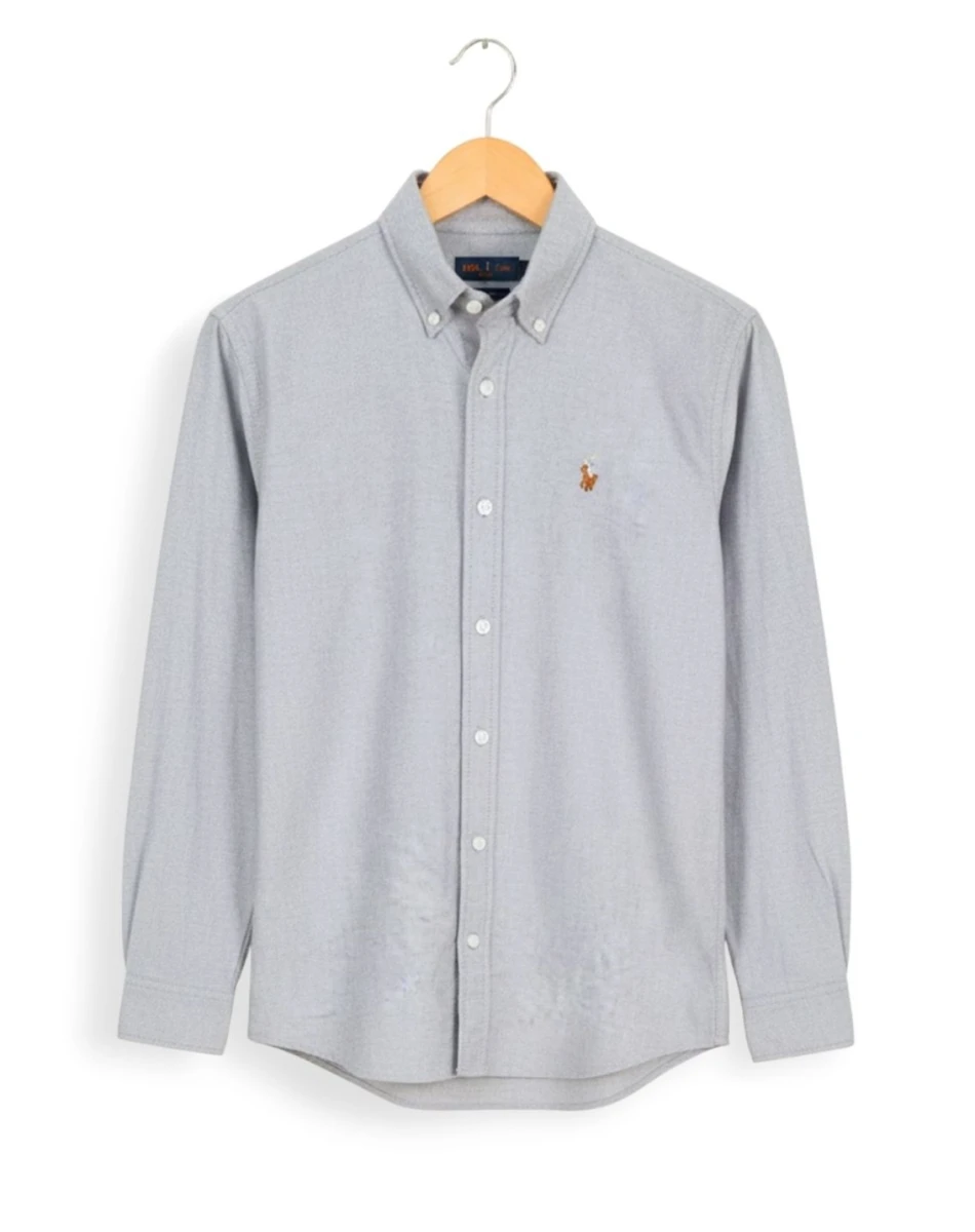 Solid ash oxford cotton formal shirt for men – SOL250708