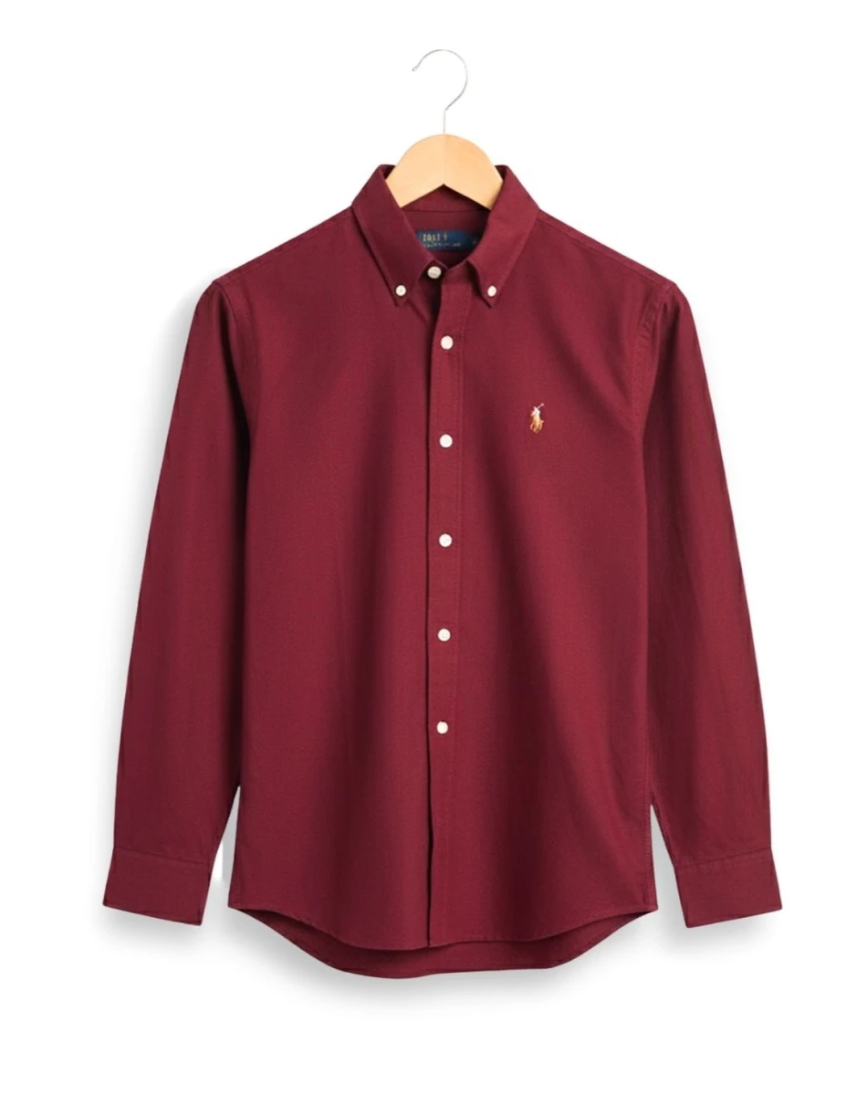 Solid maroon oxford cotton formal shirt for men – SOL250705
