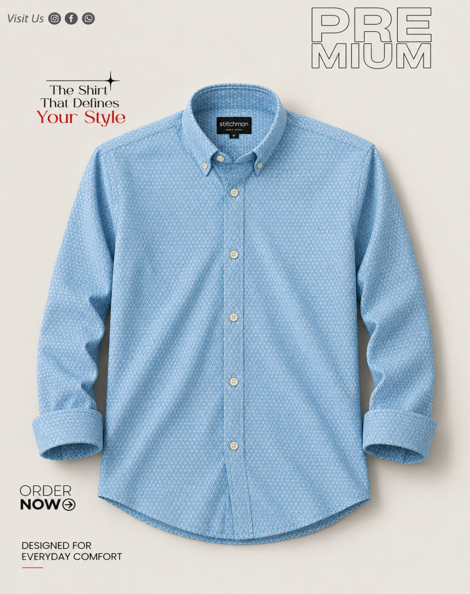 Light Blue Printed shirt - PR260209