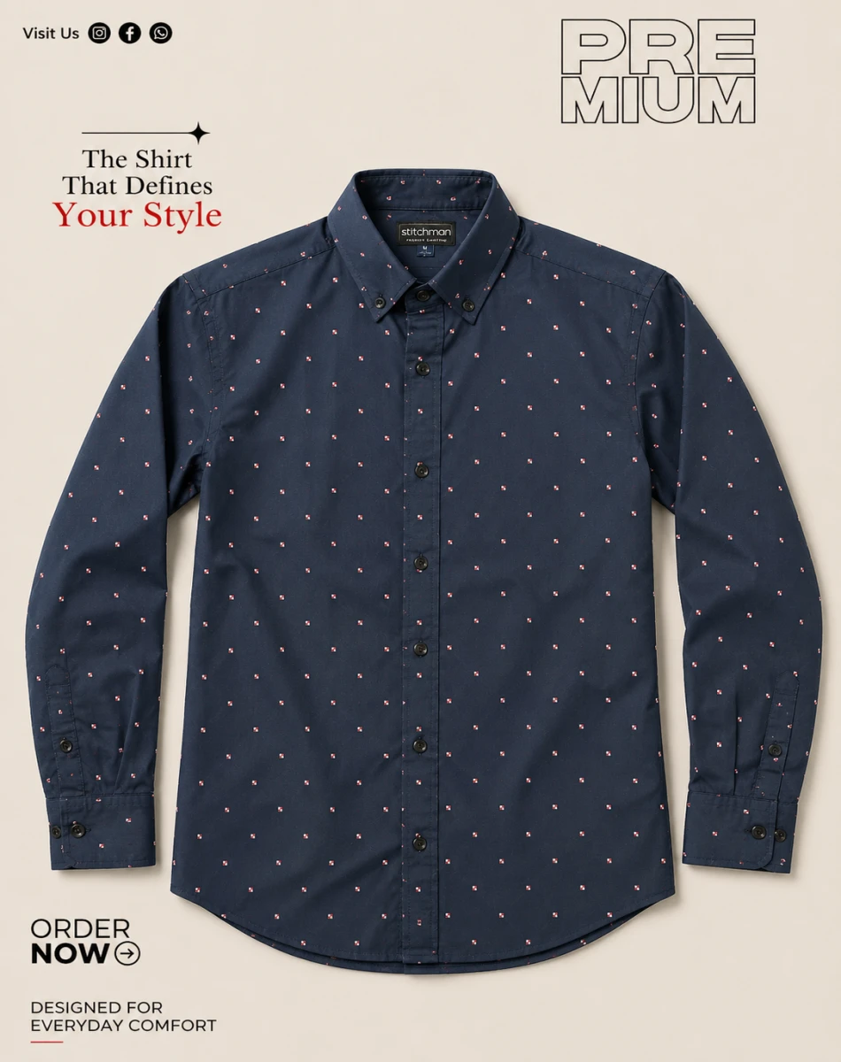 Navey Blue Printed shirt - PR260205