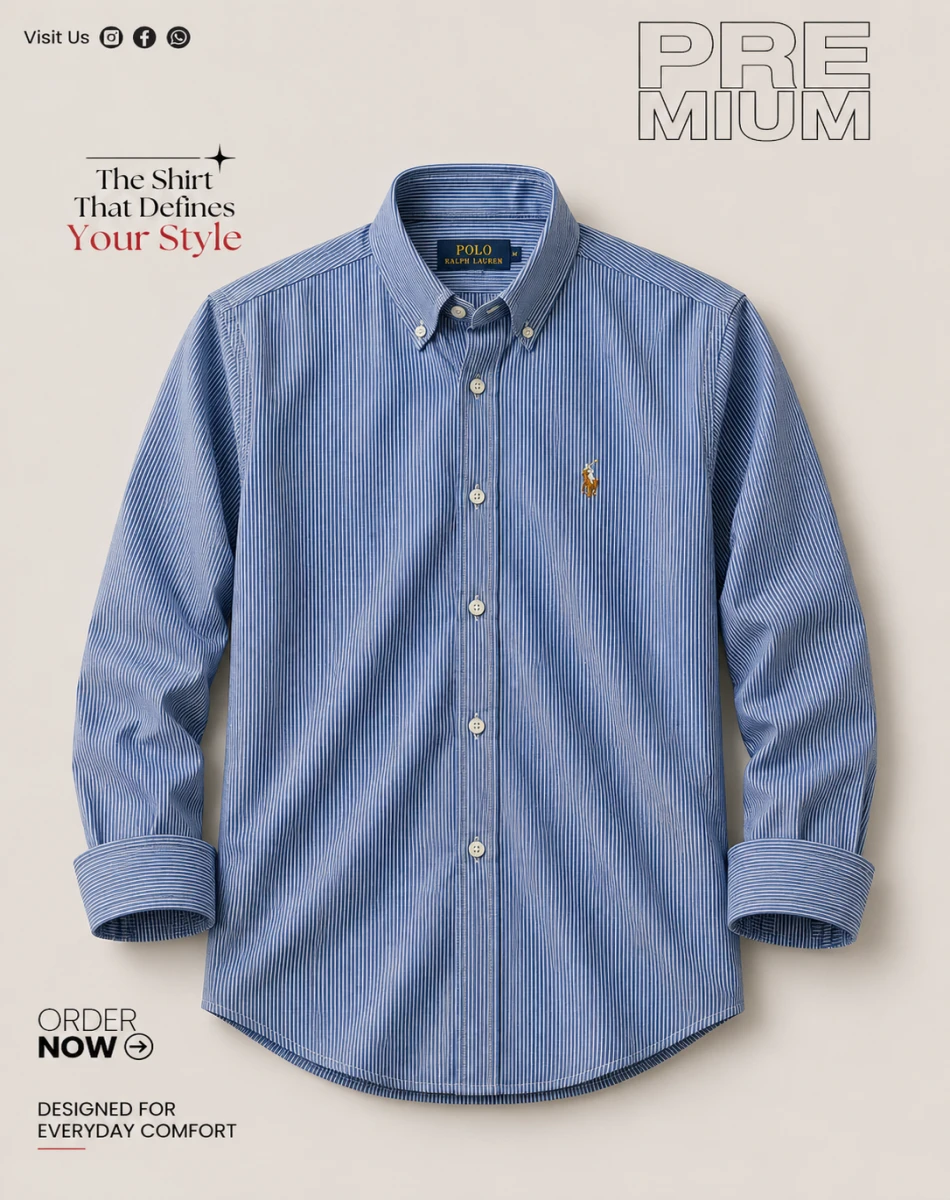 Blue with white line stripe shirt - ST250752