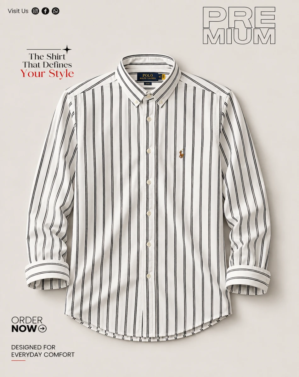 White with Double Layerd Black Stripes Shirt – ST260209